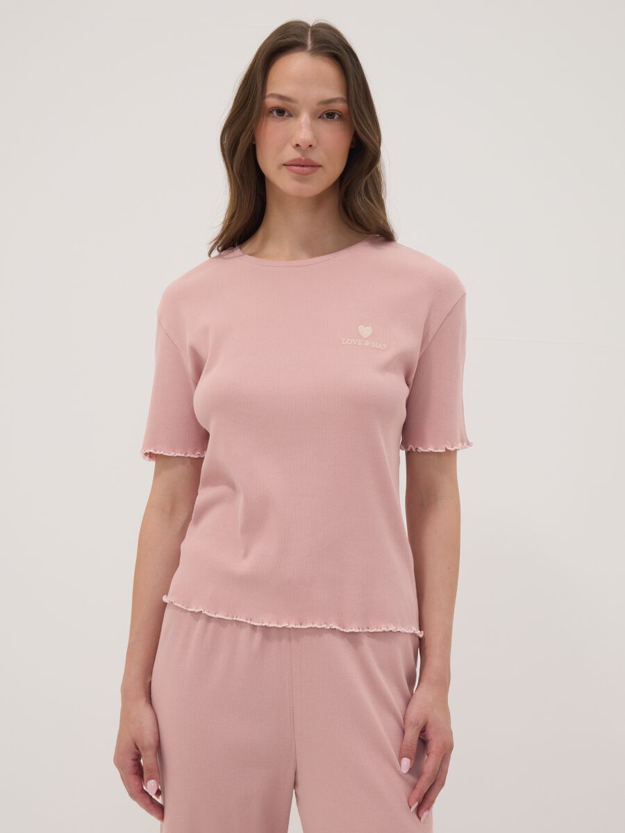 Pink pure organic cotton ribbed pyjamas_1