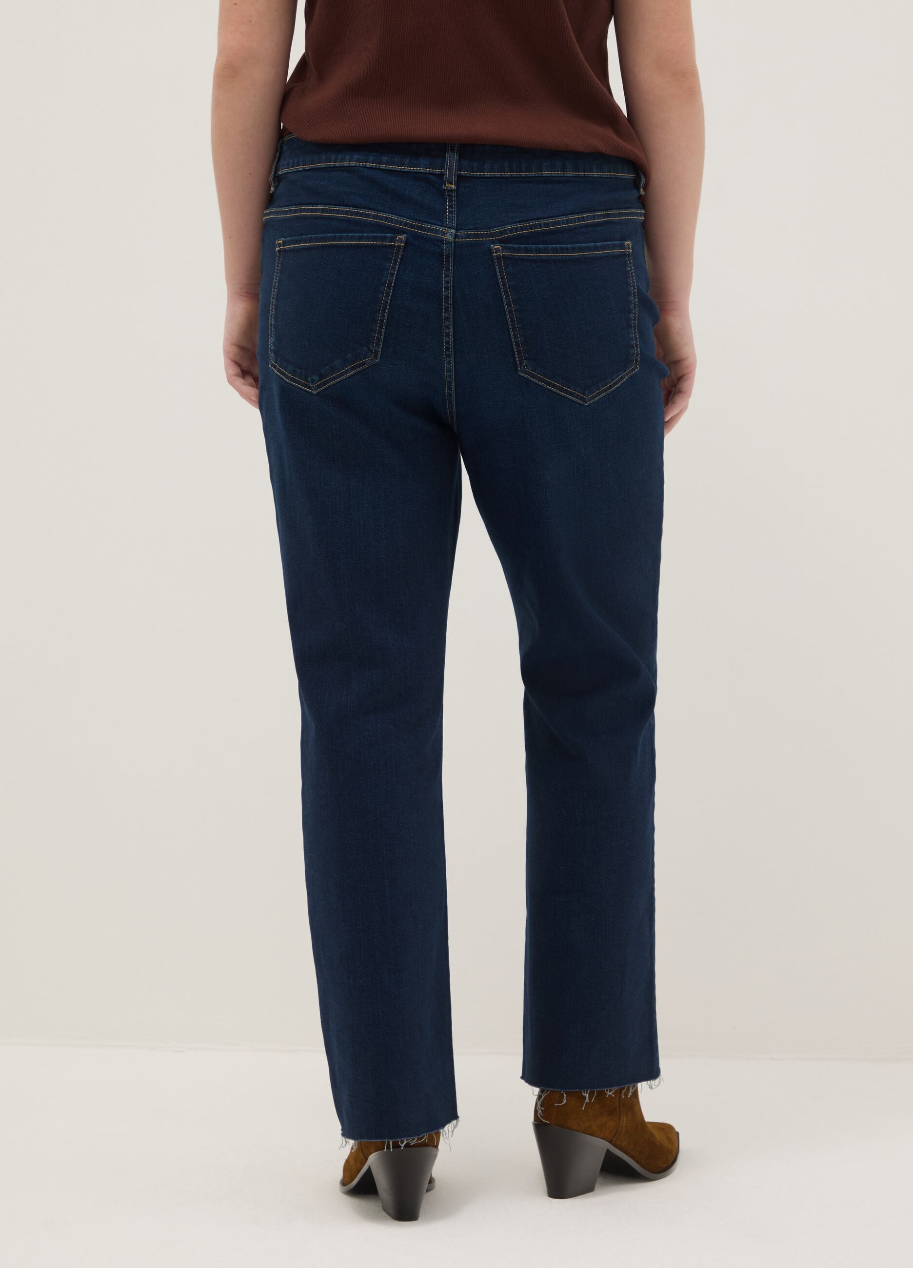 Blue stretch flare cut jeans