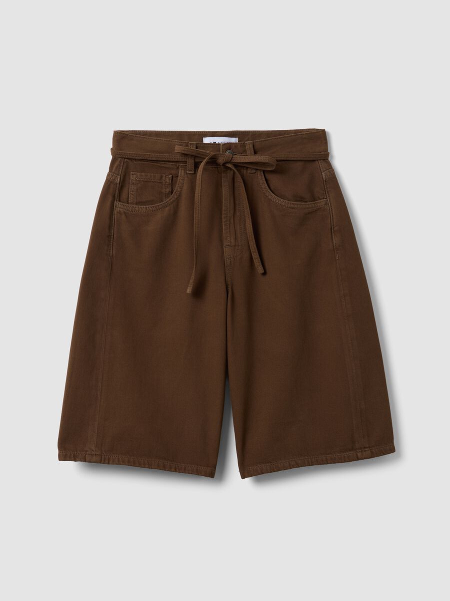 Brown pure cotton Bermuda shorts_4