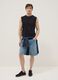 Shorts denim blu in misto cotone elasticizzato regular fit_0