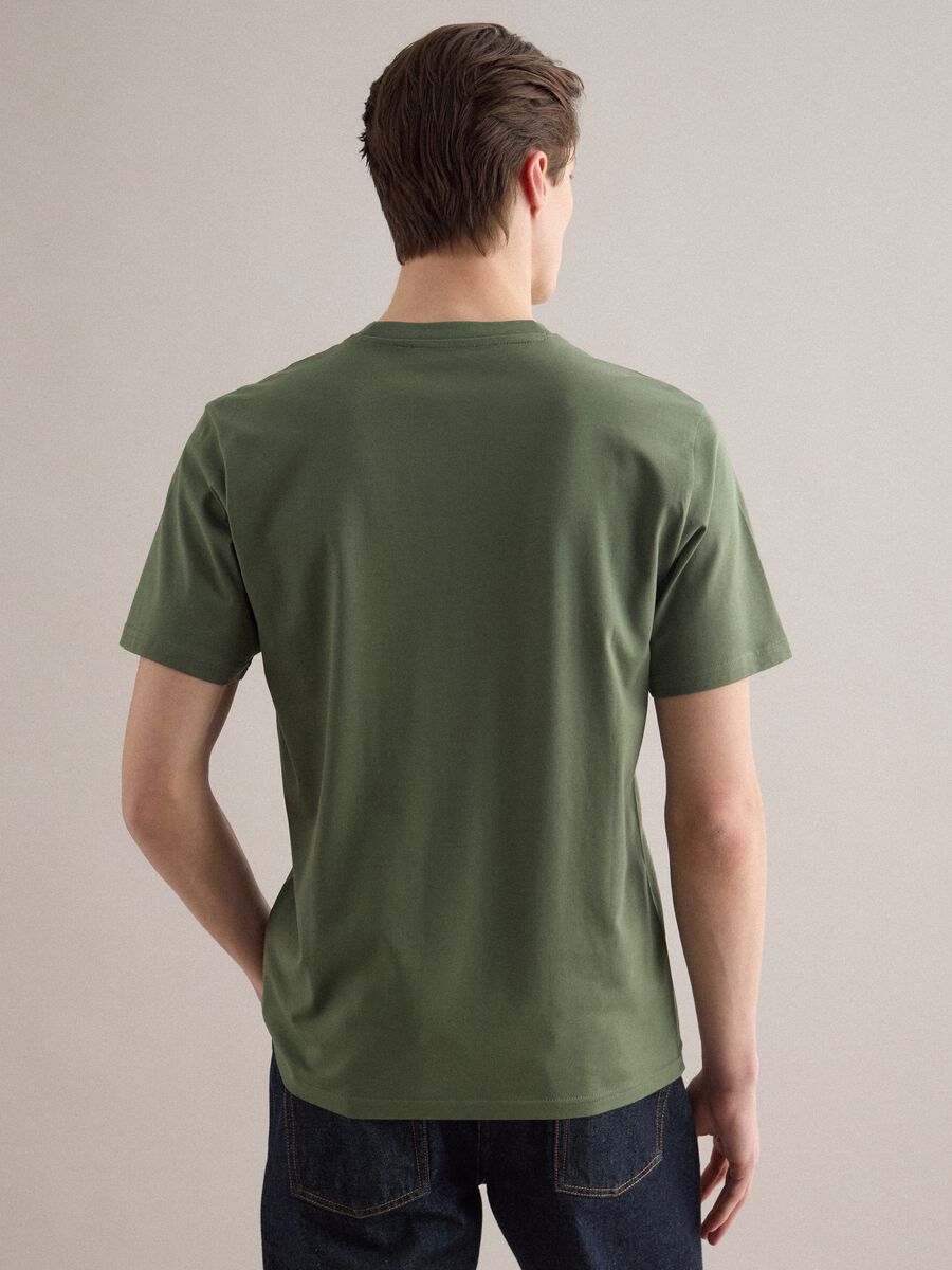 Green pure cotton crew neck T-shirt relaxed fit_4
