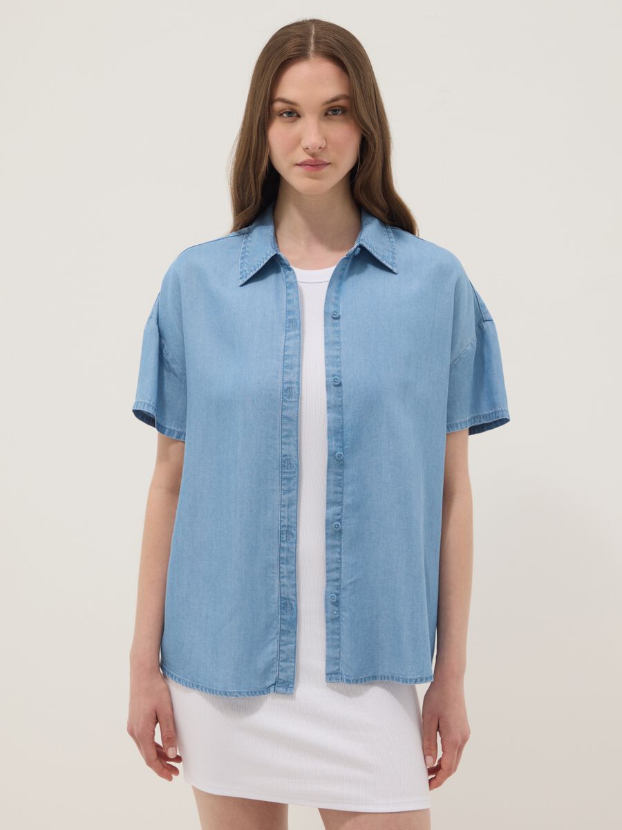 Camicia azzurra in puro lyocell_1