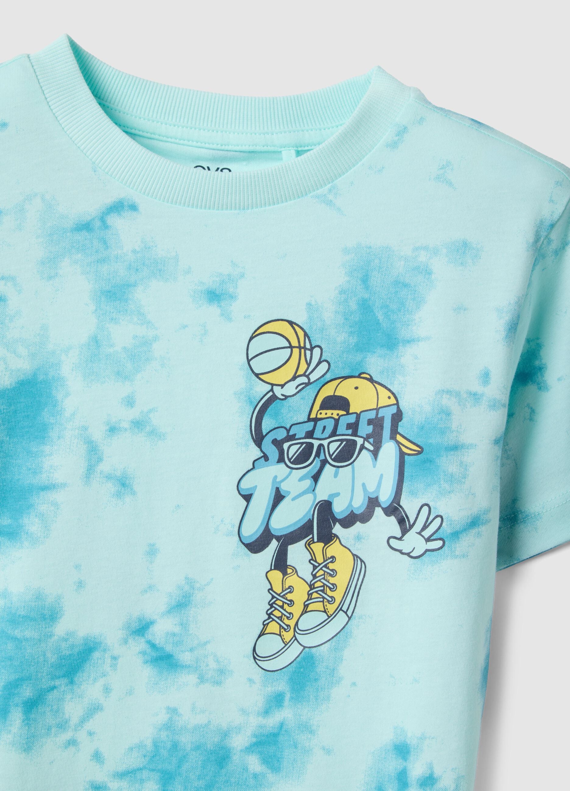 Children's blue tie-dye pure cotton T-shirt regular fit