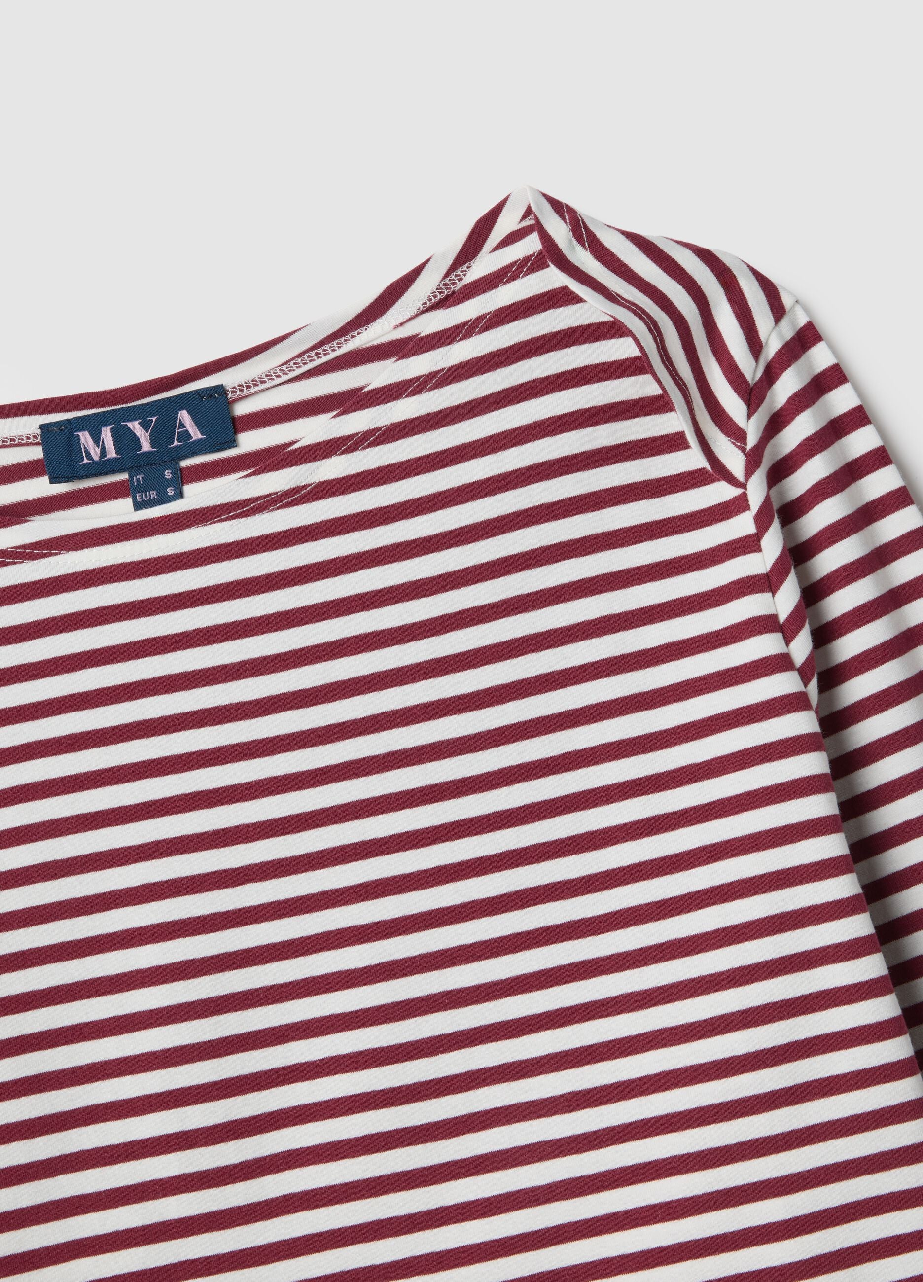 Multicolour striped regular fit stretch cotton top