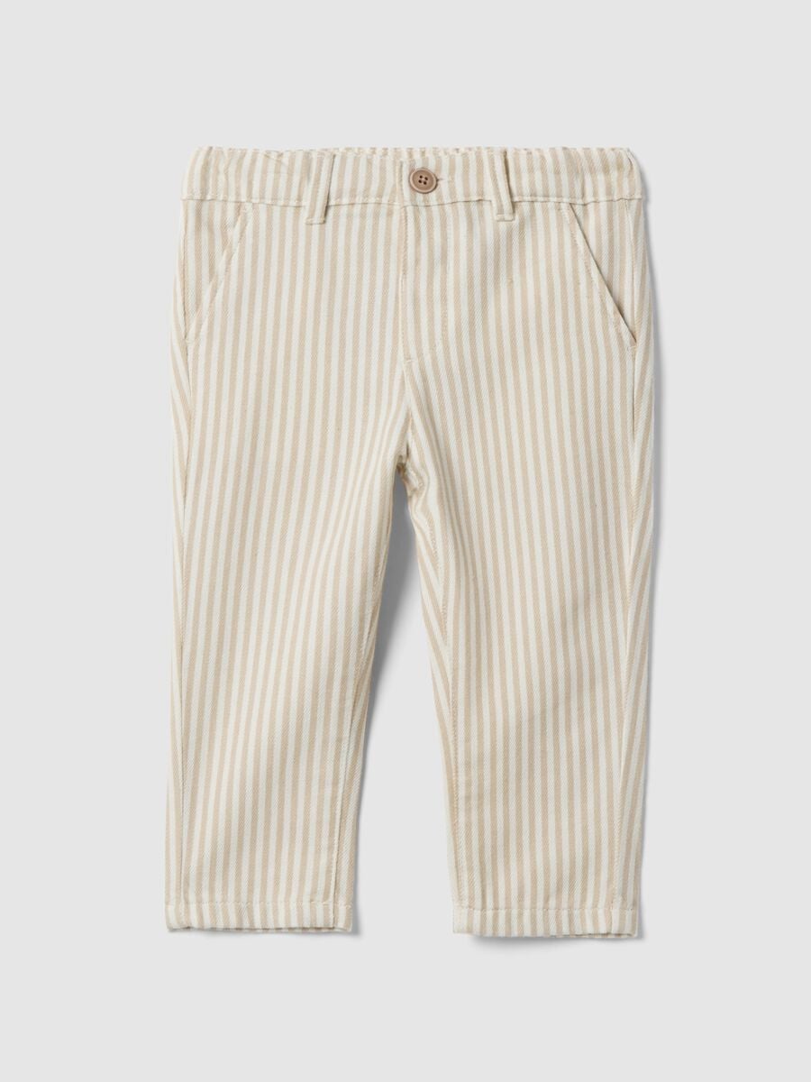 Children's Regular Fit Multicolour Striped Pure Cotton Chino Trousers_0