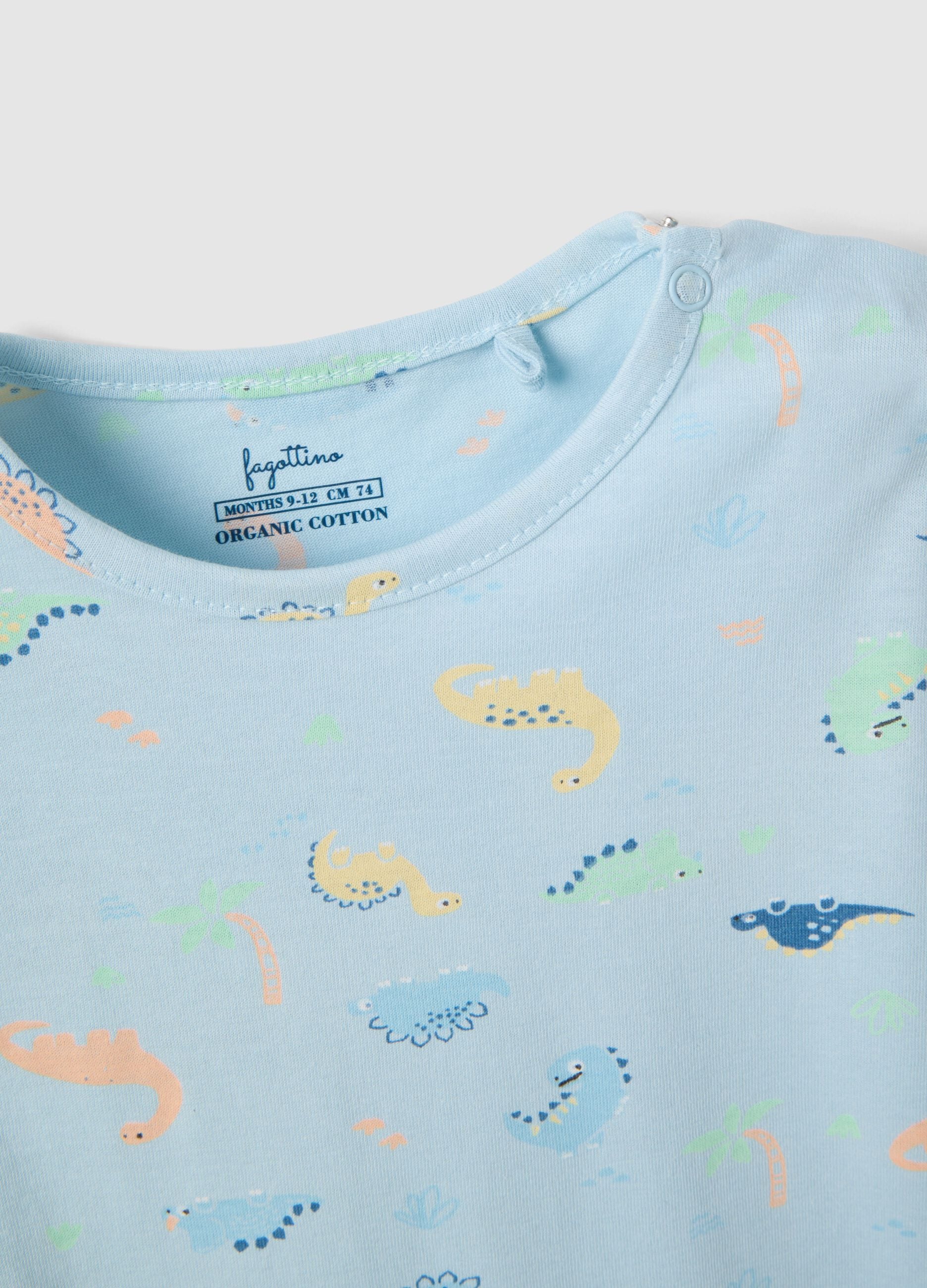 Newborn multicolour cotton romper twin pack with dinosaurs