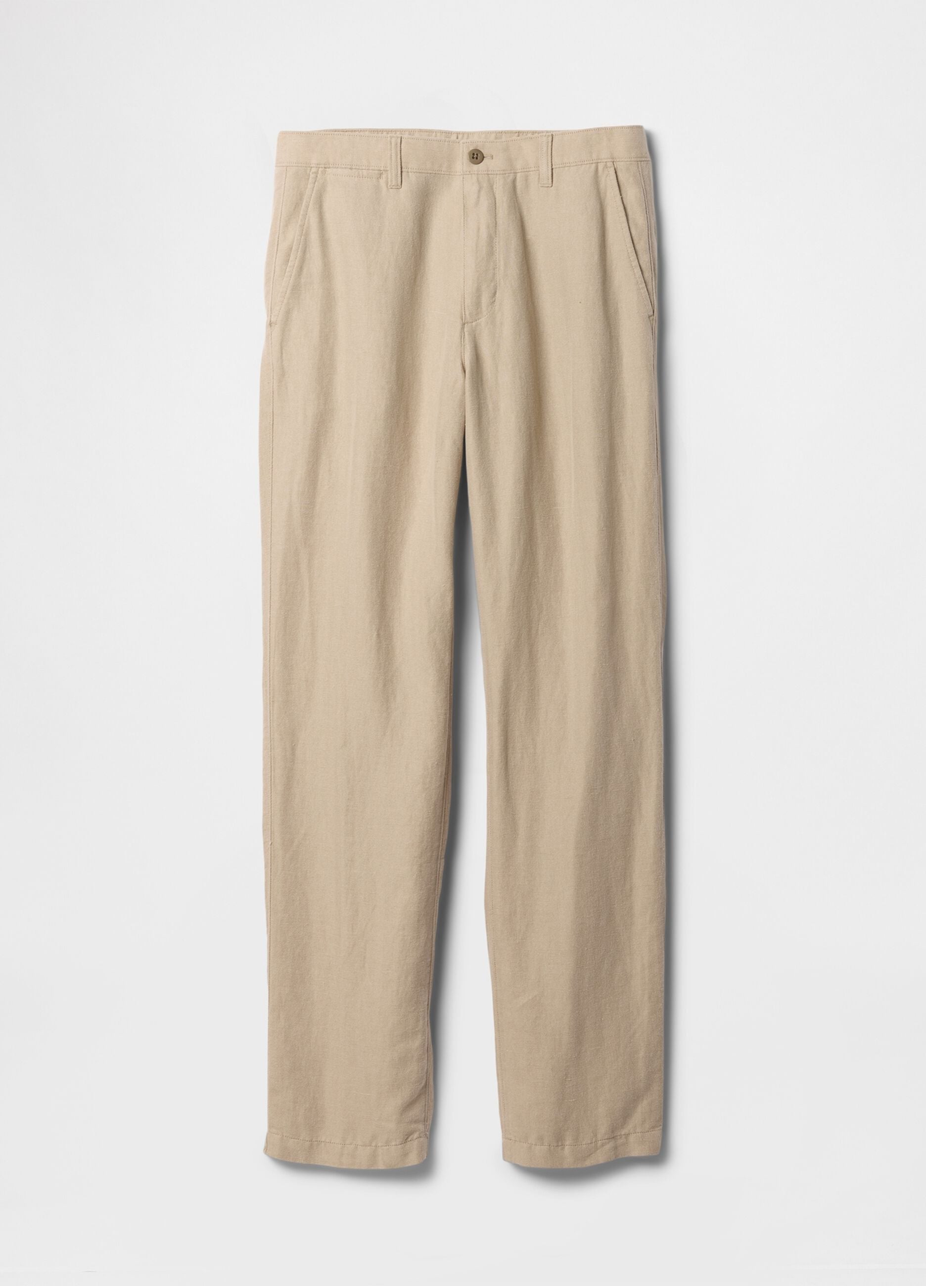 Regular beige trousers in linen and cotton