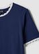 Blue stretch viscose crew-neck T-shirt with contrast trim_2
