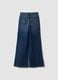 Blue high-waisted wide-leg stretch cotton jeans_5