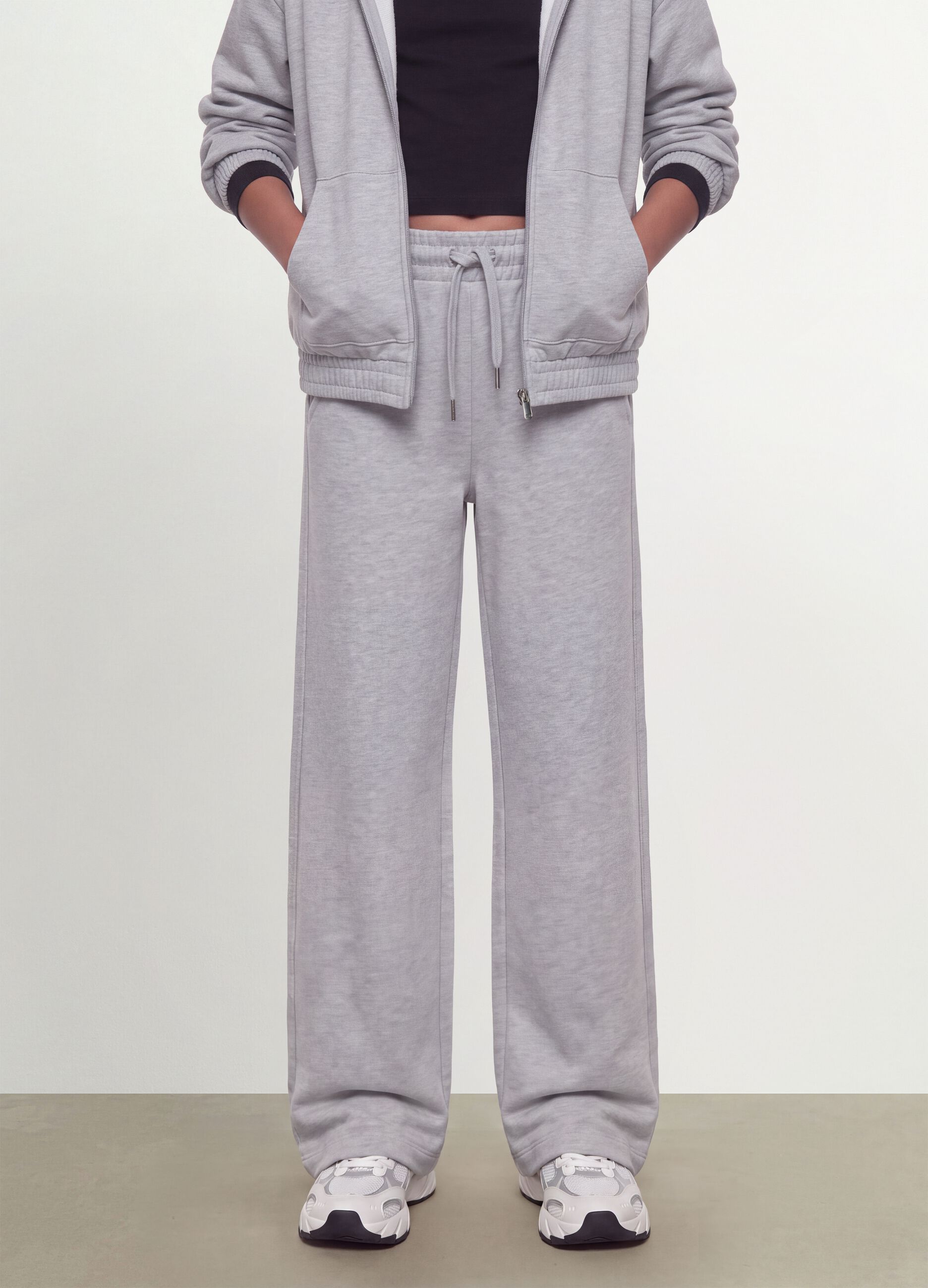 Girls&rsquo; grey culotte trousers in pure organic cotton