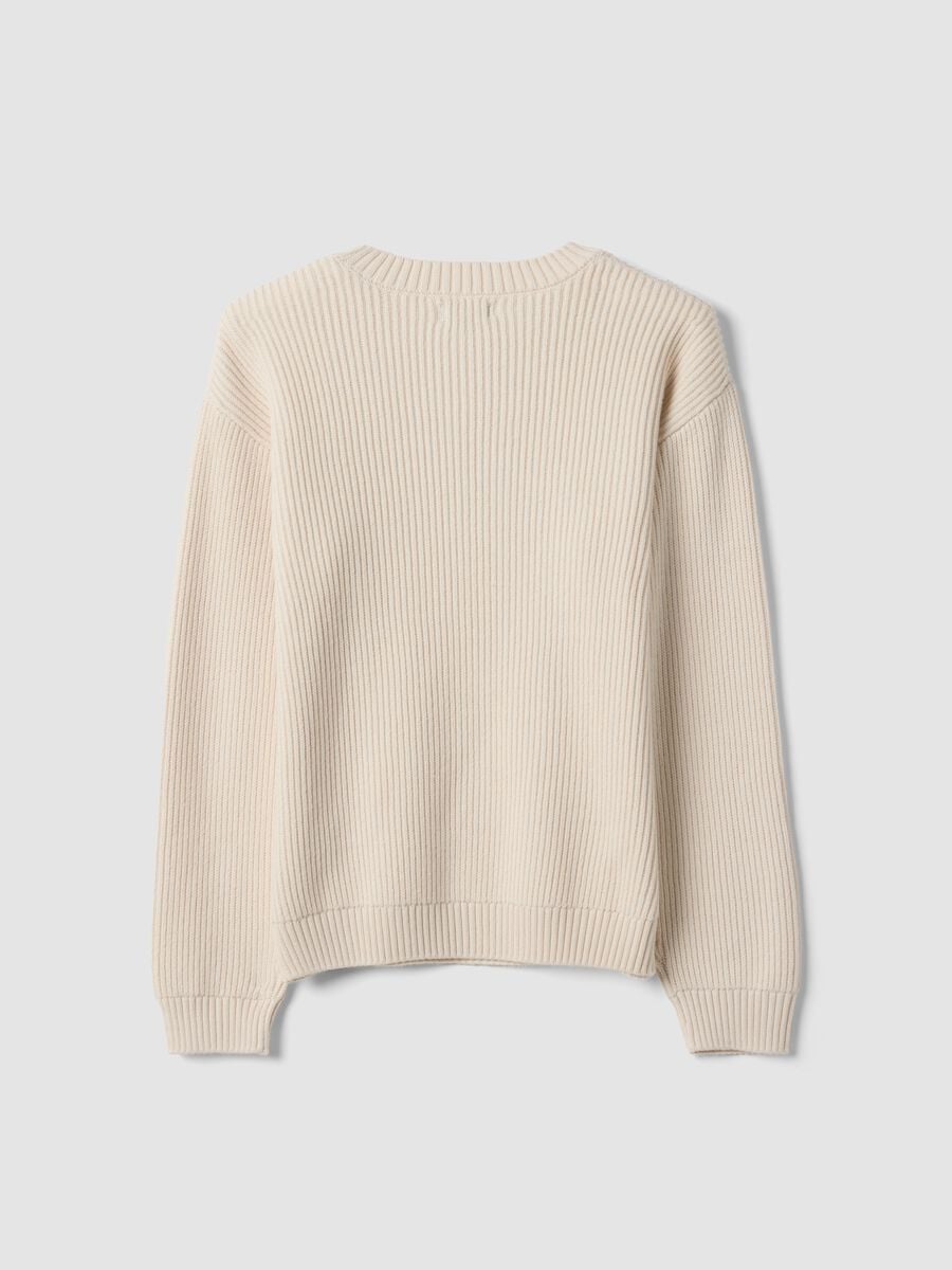 Maglia over beige in misto cotone con girocollo a costine per ragazzo_6