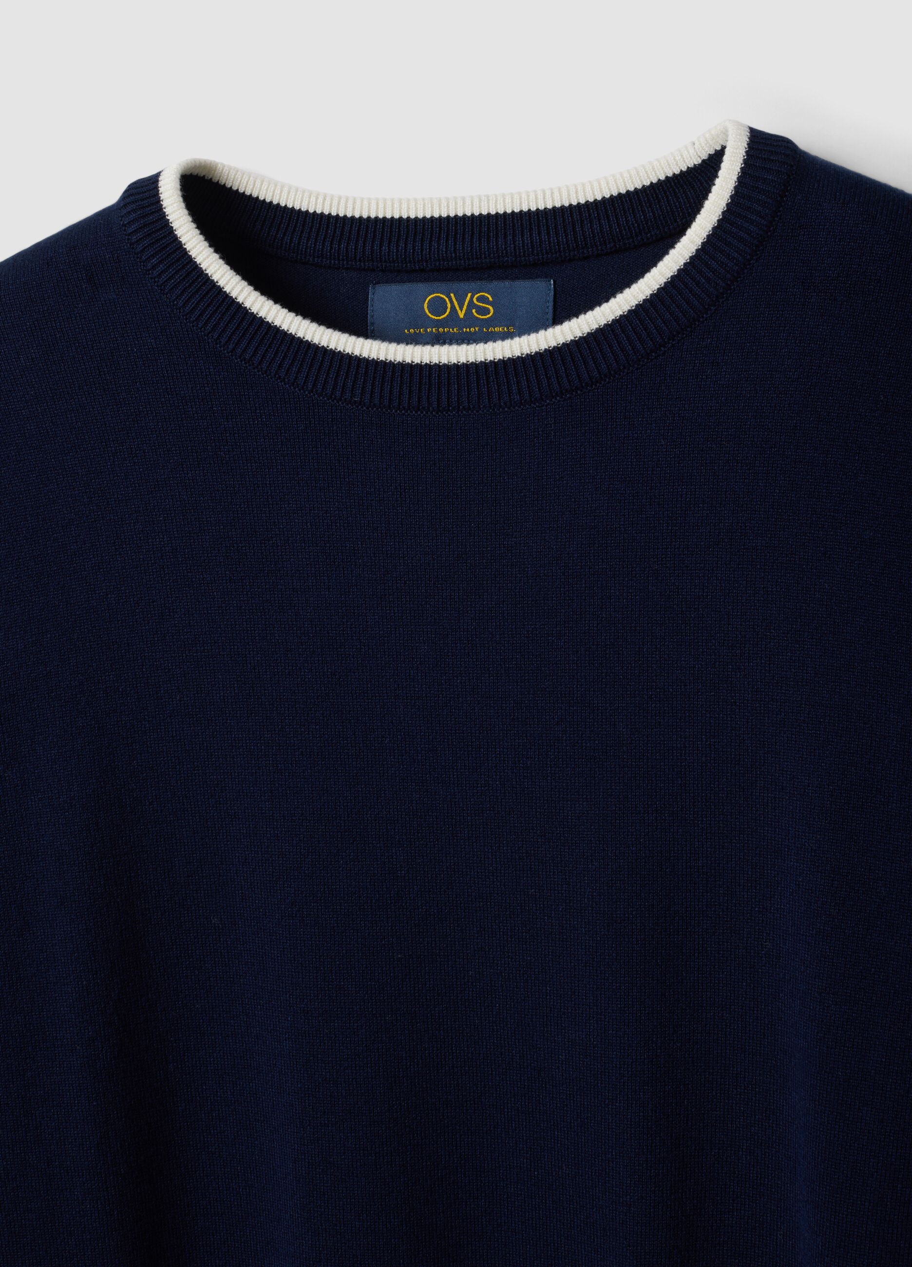 Blue crew-neck jumper in viscose blend