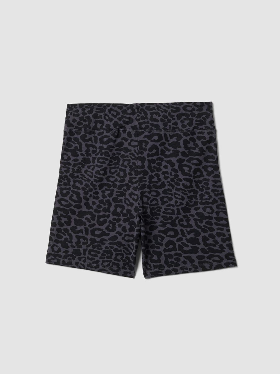 Shorts neri in cotone elasticizzato a vita alta_4