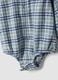 Blue checked pure cotton baby bodysuit with collar_3
