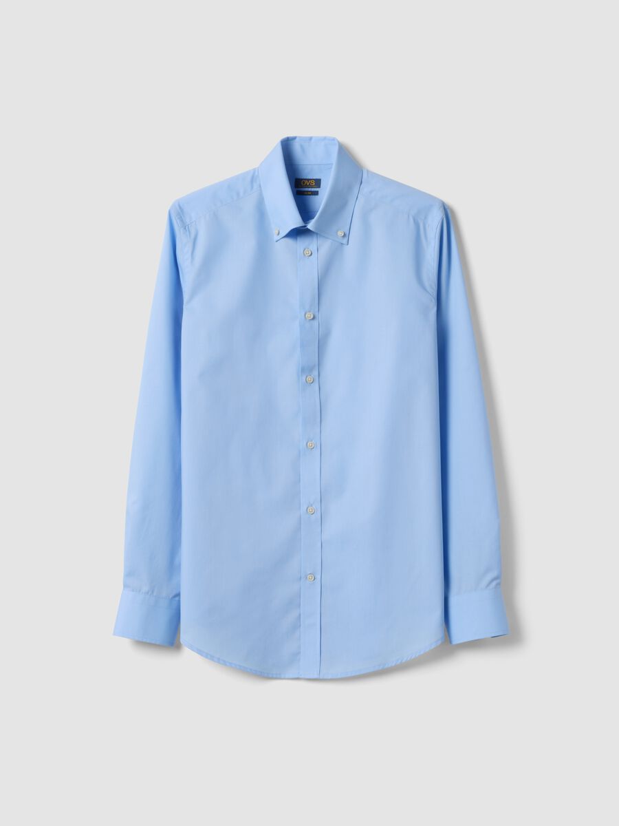 Light blue slim-fit long-sleeve button-down shirt_4