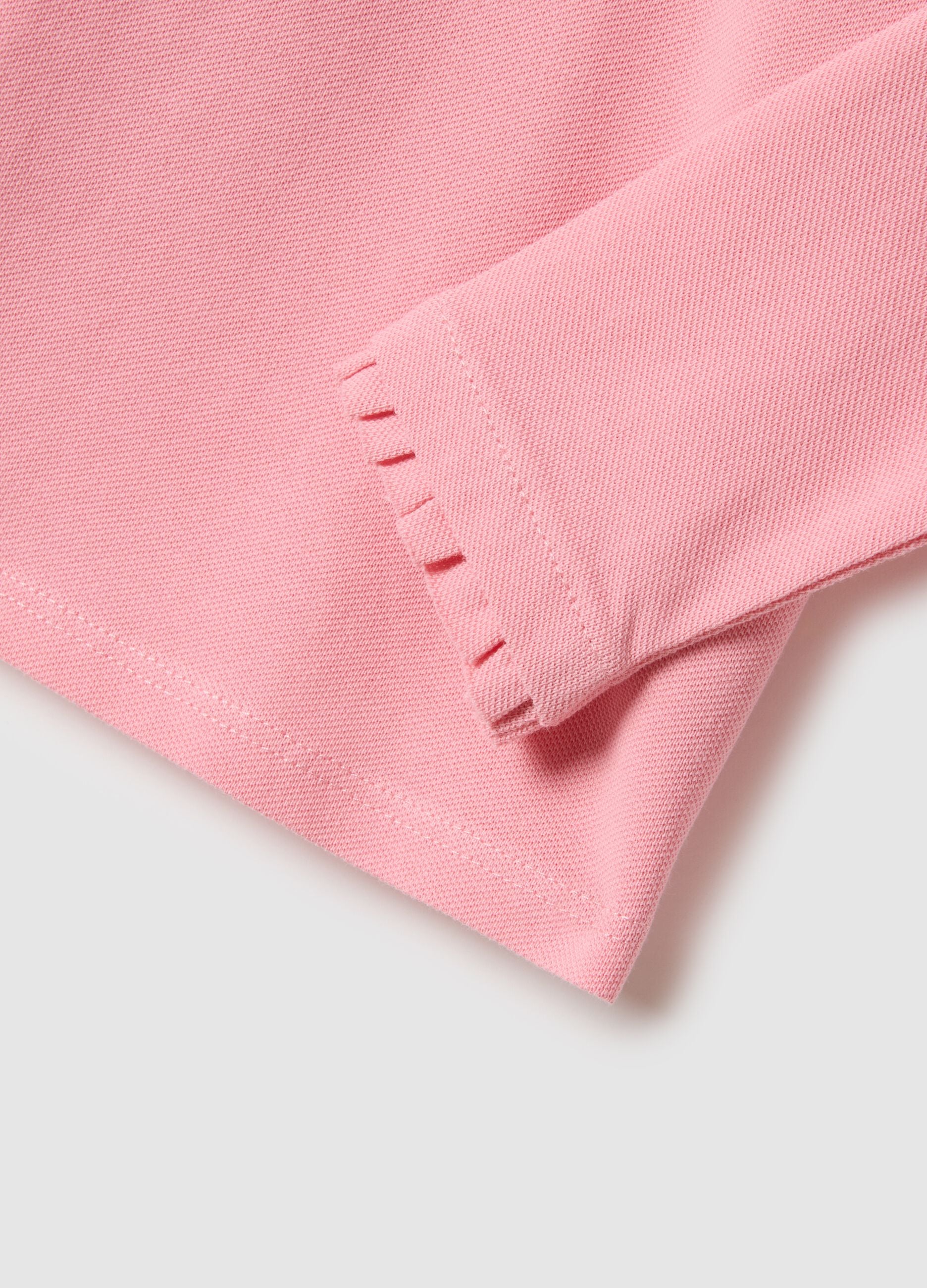 Girl's pink pure cotton polo with regular fit and ruched details
