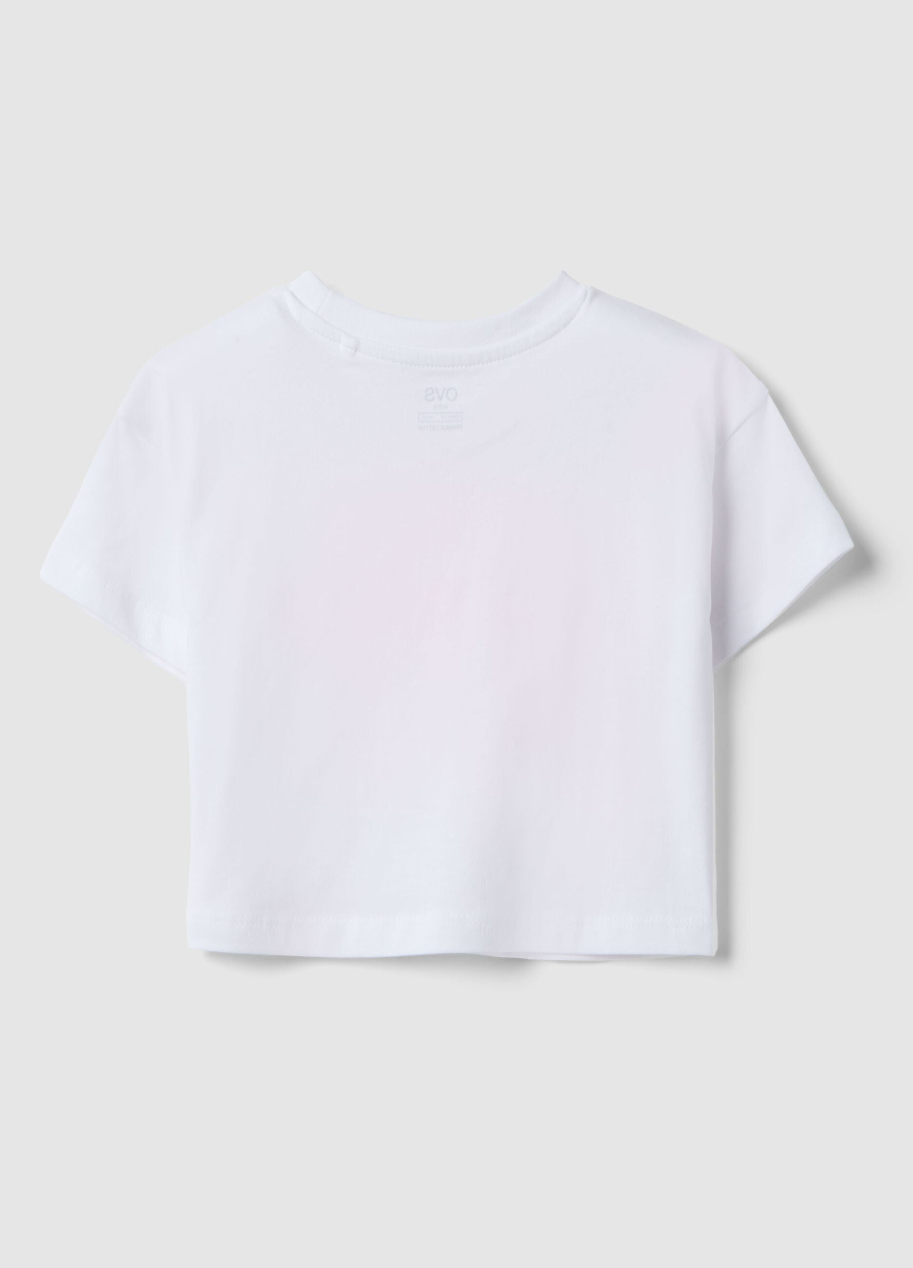 Girls' pure cotton white T-shirt boxy fit with print