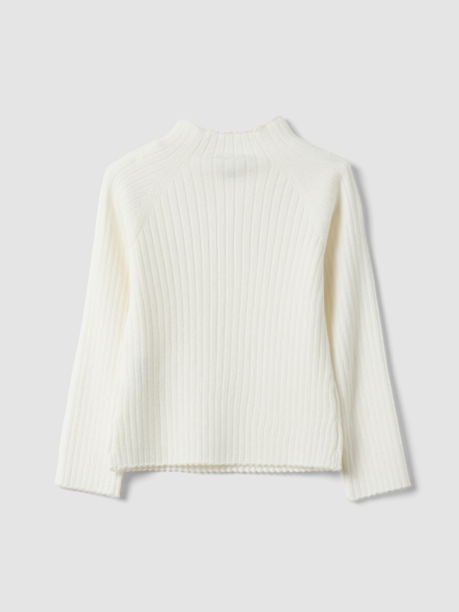 White ribbed viscose-blend crew-neck top, regular fit_1