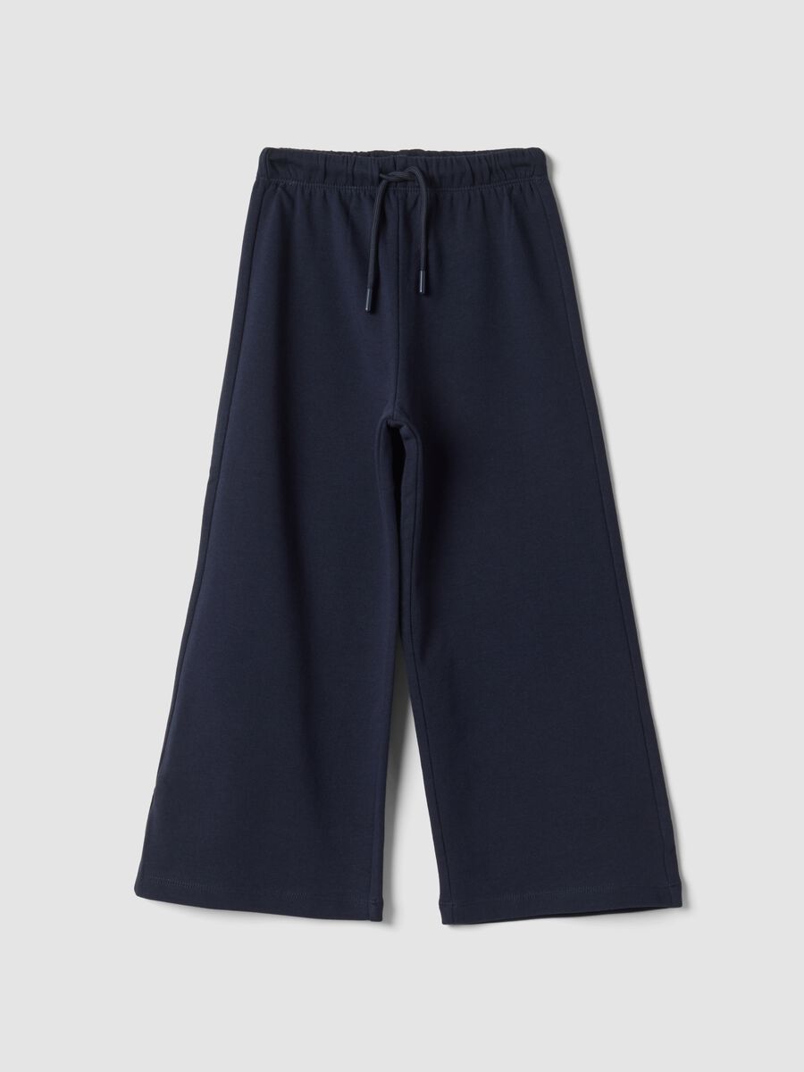 Blue pure cotton wide-leg trousers_0