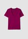 Purple pure cotton V-neck T-shirt regular fit_4