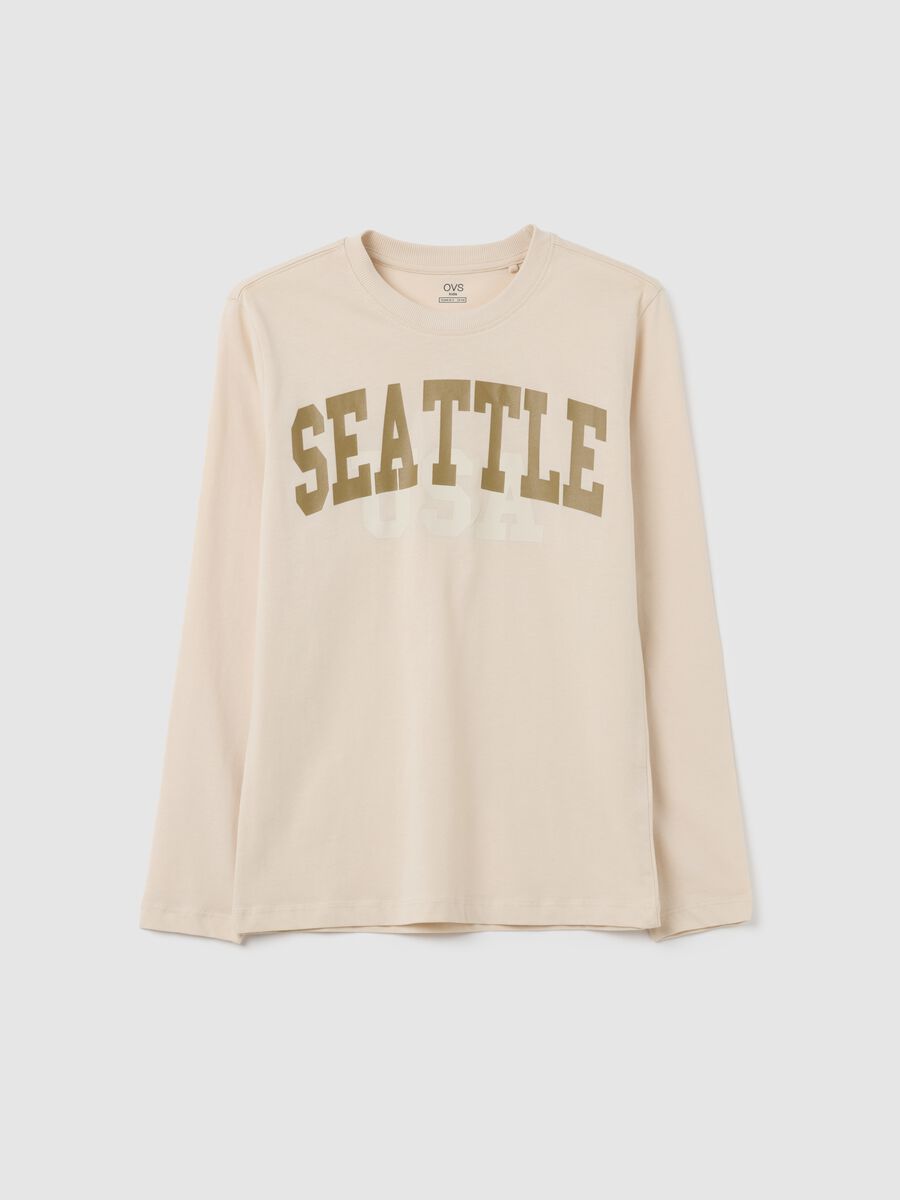 Maglia da ragazzo in puro cotone beige regular fit_3