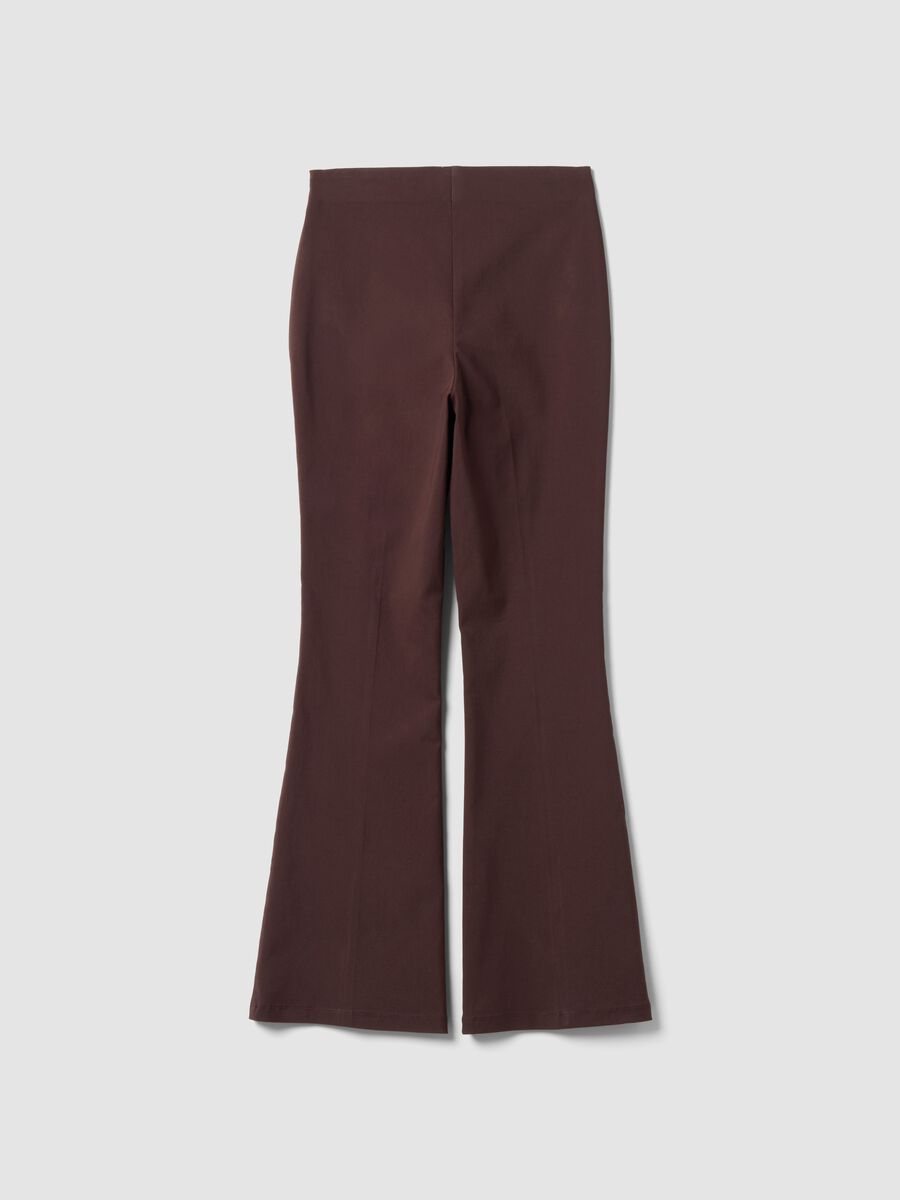 Brown stretch viscose flared leggings_6