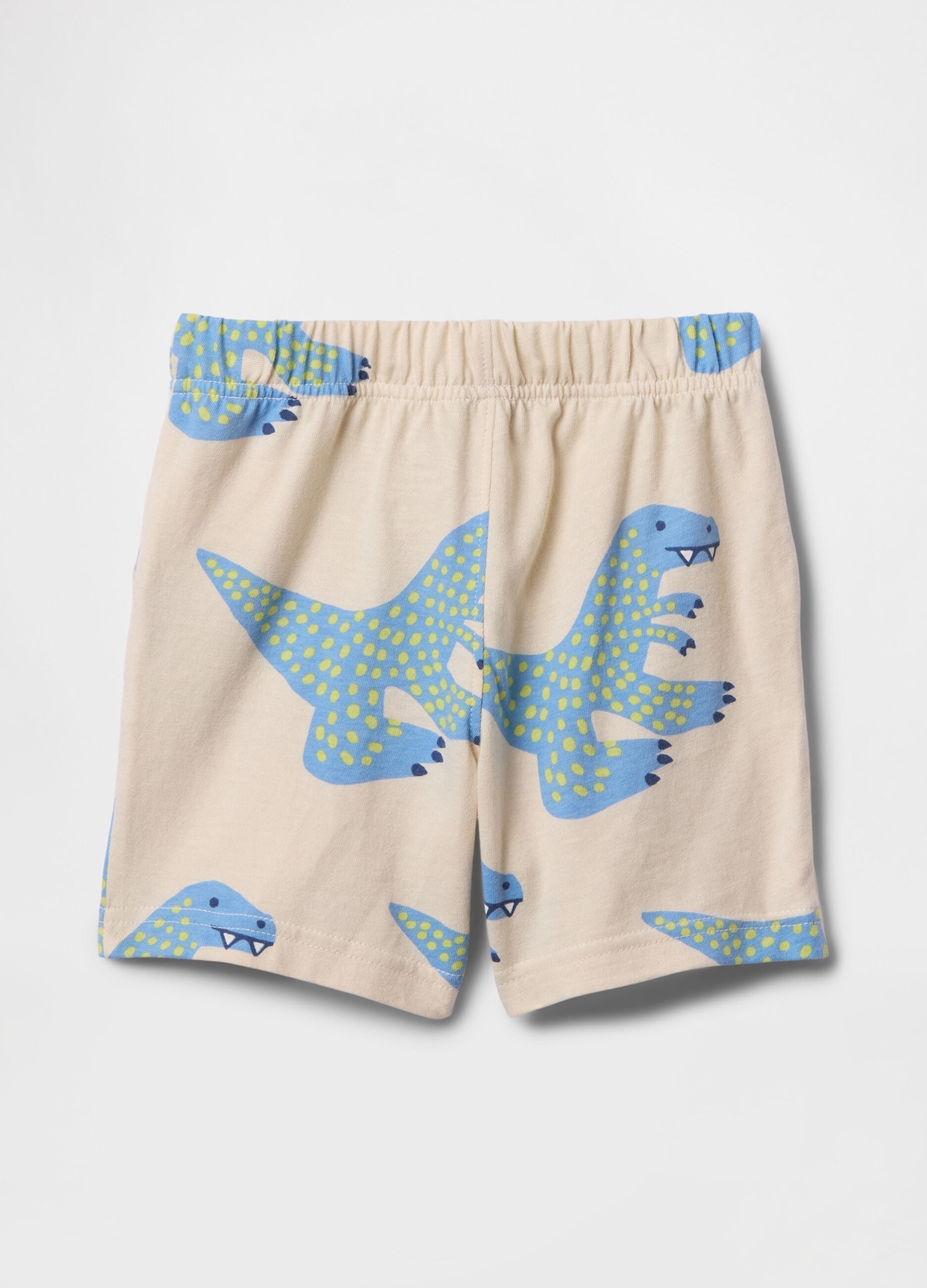 Beige Dinosaur Print Shorts
