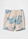 Beige Dinosaur Print Shorts_1