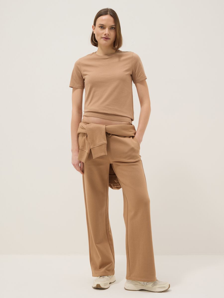 Brown pure cotton crew neck t-shirt regular fit_1