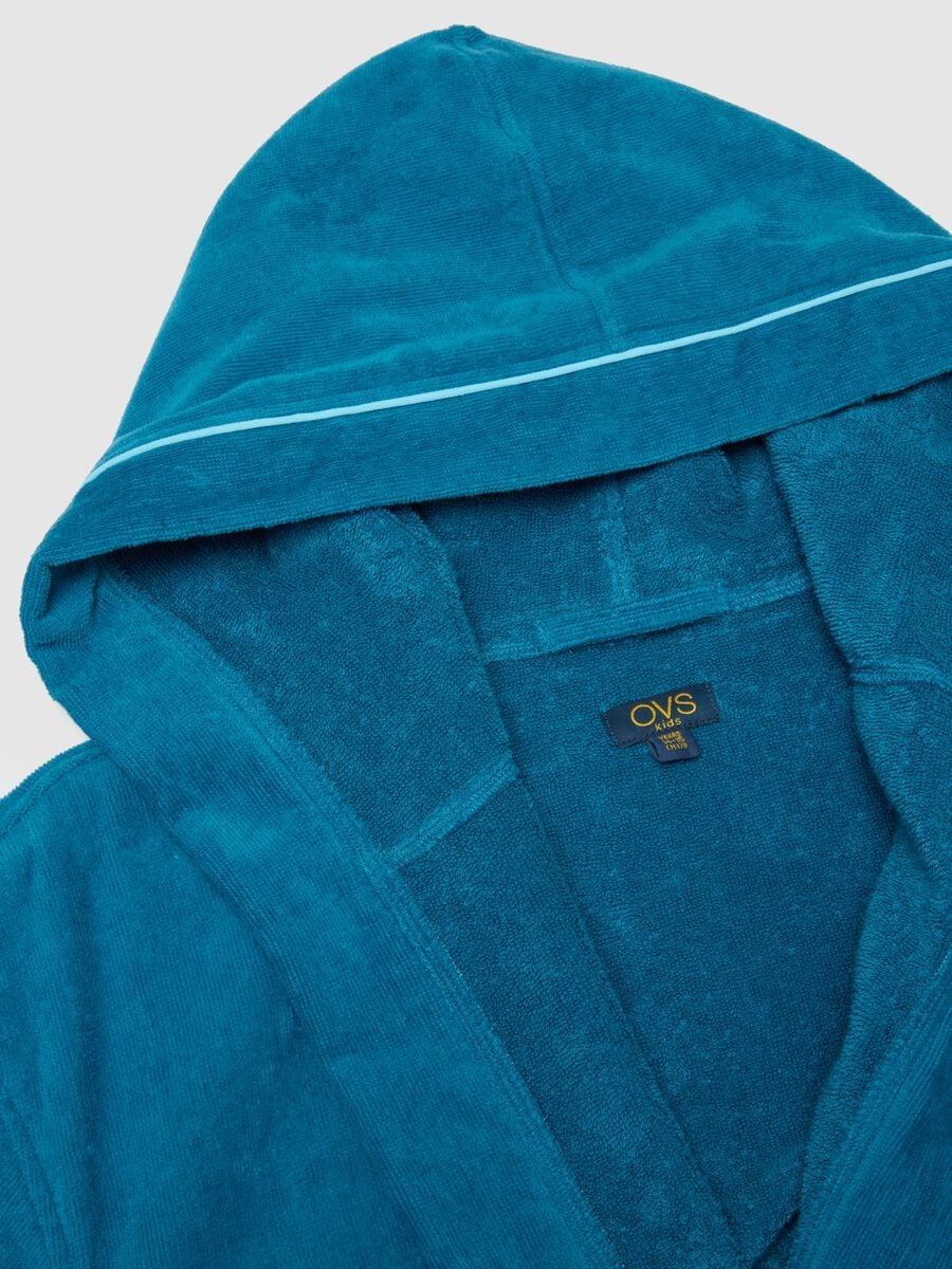 Boys' Pure Cotton Blue Bathrobe with Hood_3