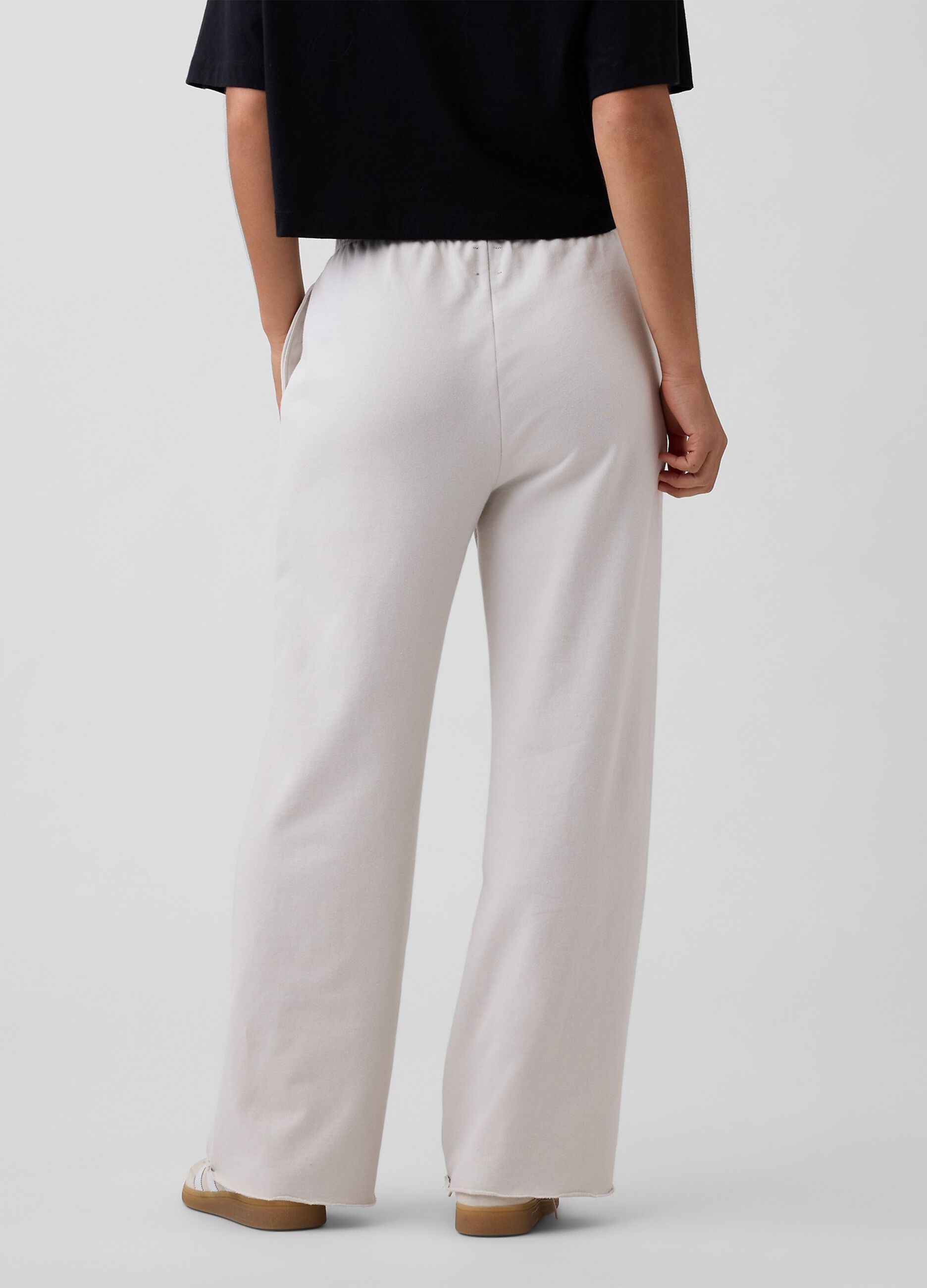Wide-leg cotton-blend trousers