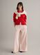Regular Fit Red Cotton Cardigan with Polo Collar_1