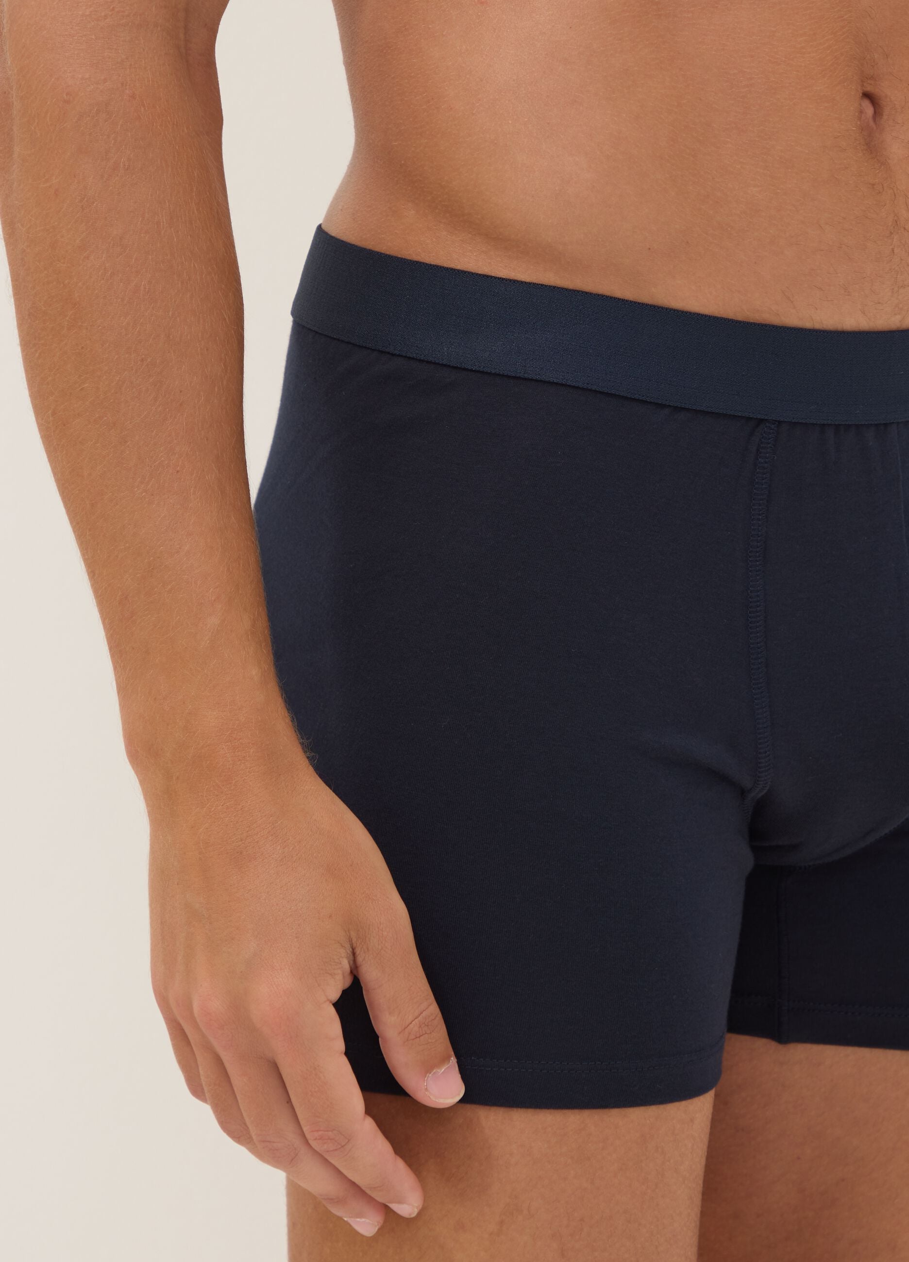 Pack of 3 blue midi boxer briefs in organic cotton