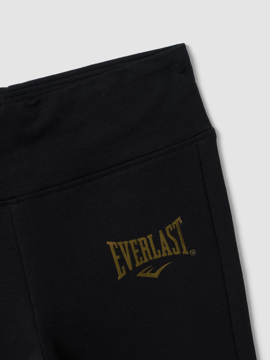 Black stretch cotton regular-fit leggings for girls_3