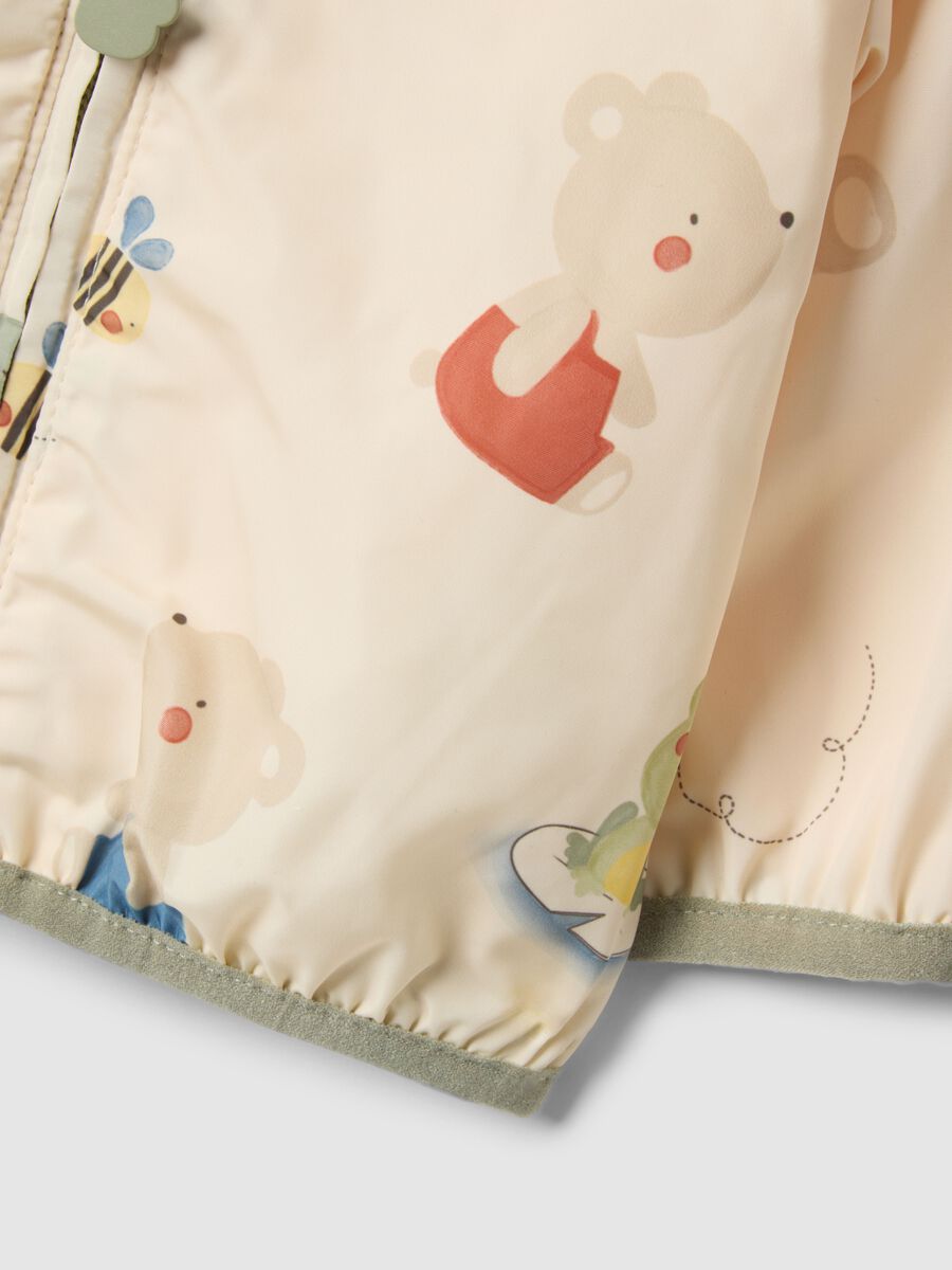 Beige cotton jacket regular fit with hood for baby_3