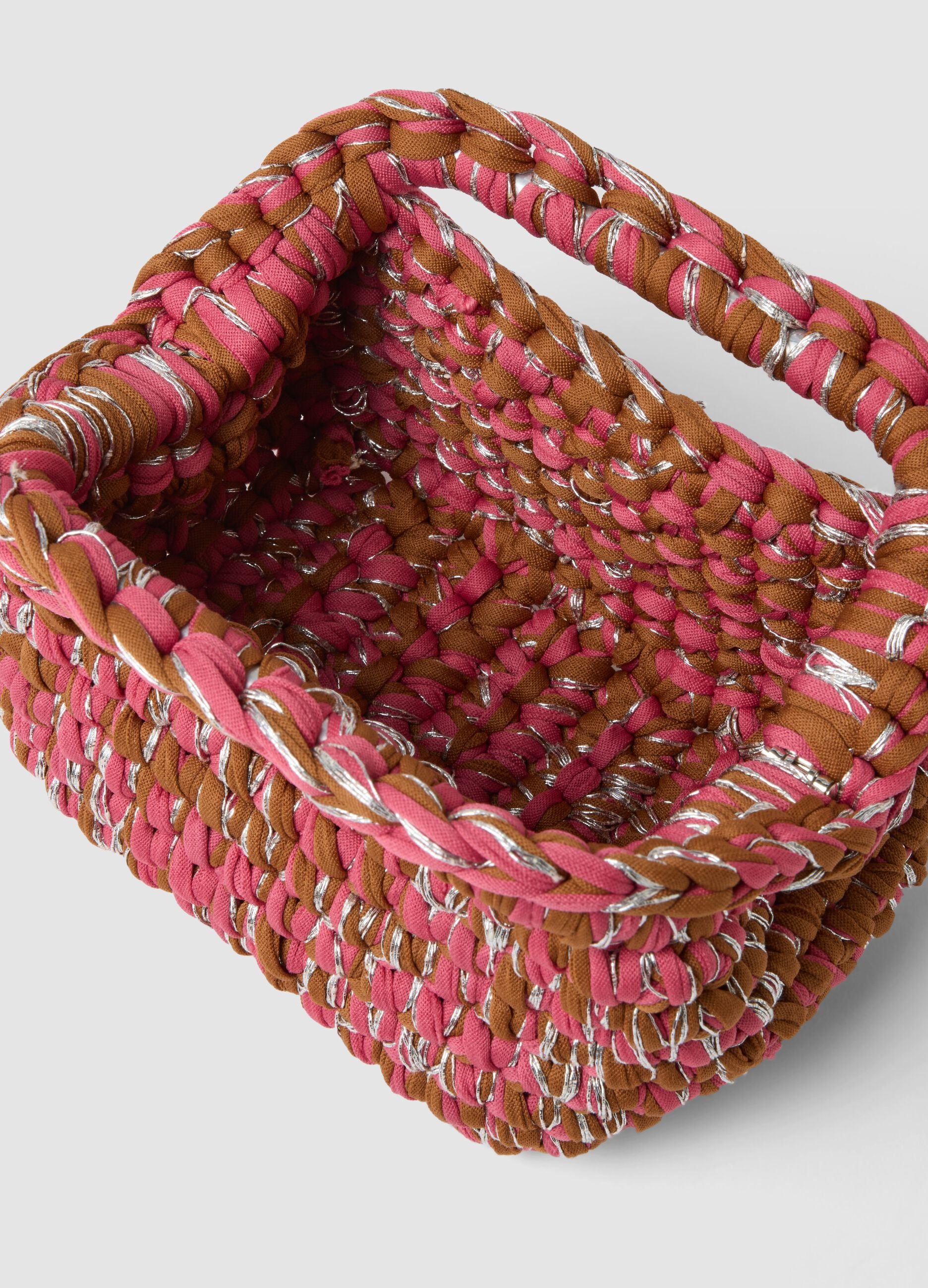 Multicolour woven cotton-blend pouch