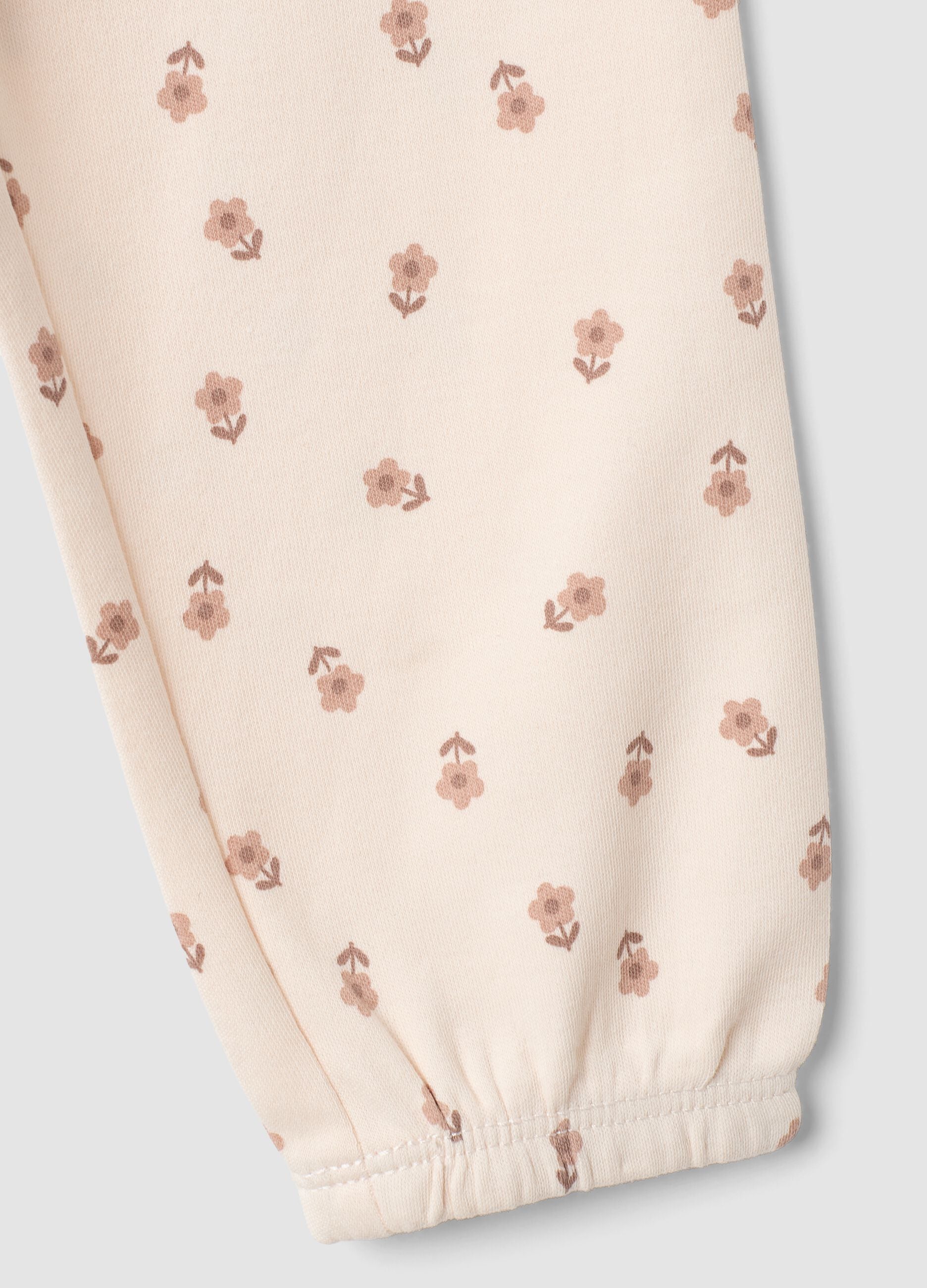 Pink organic cotton floral-print pyjamas for baby girl and toddler