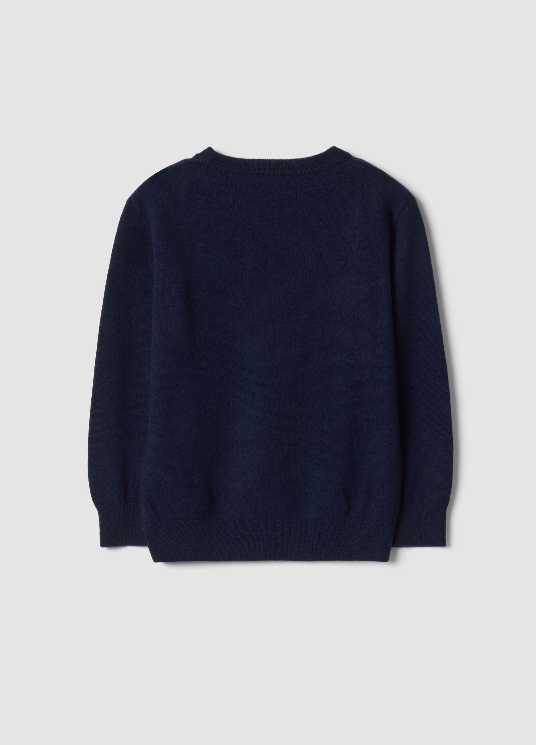 Blue pure wool long-sleeve jumper, regular fit