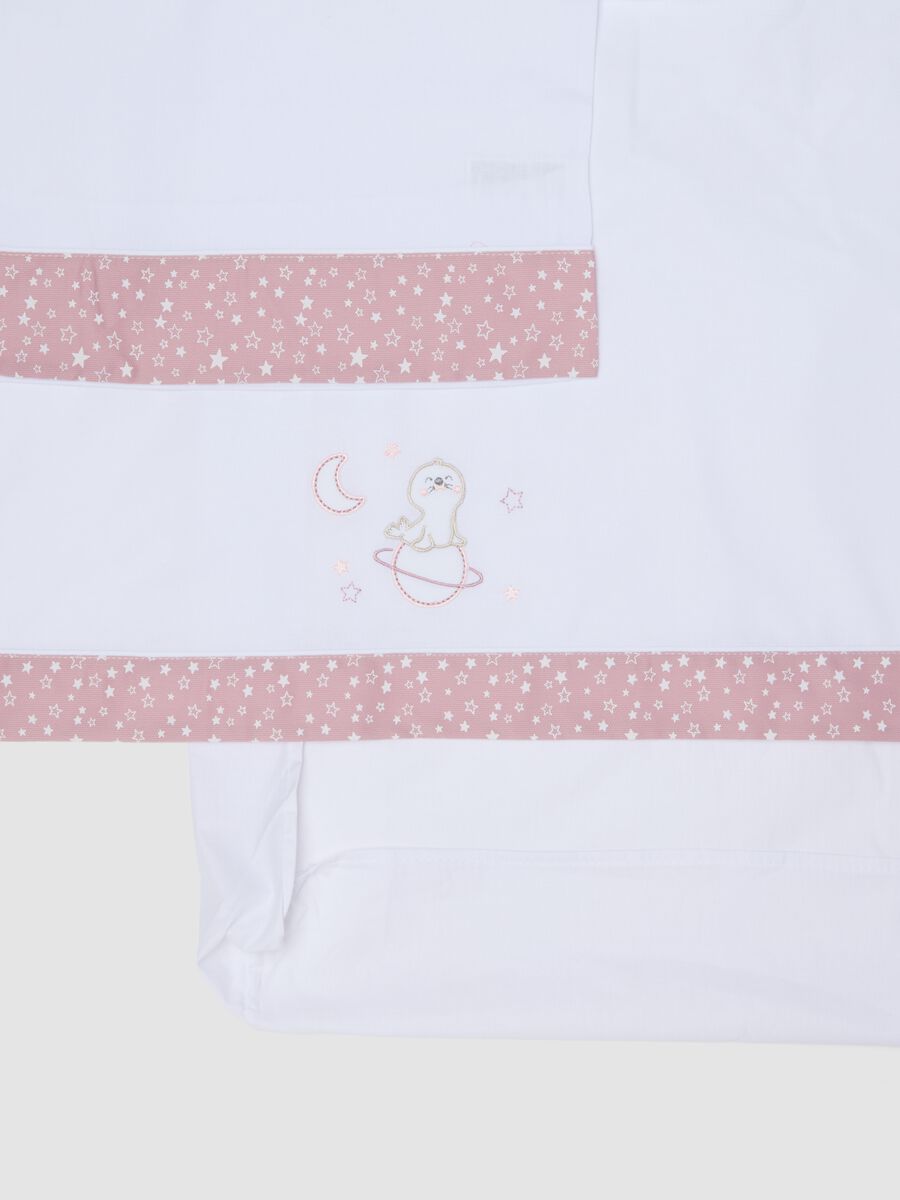White and pink pure cotton baby girl sheet with star print_1