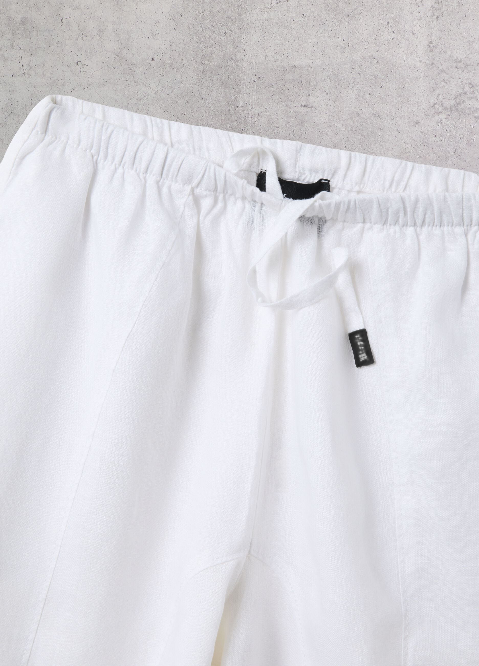 100% Linen Wide-Leg Trousers White