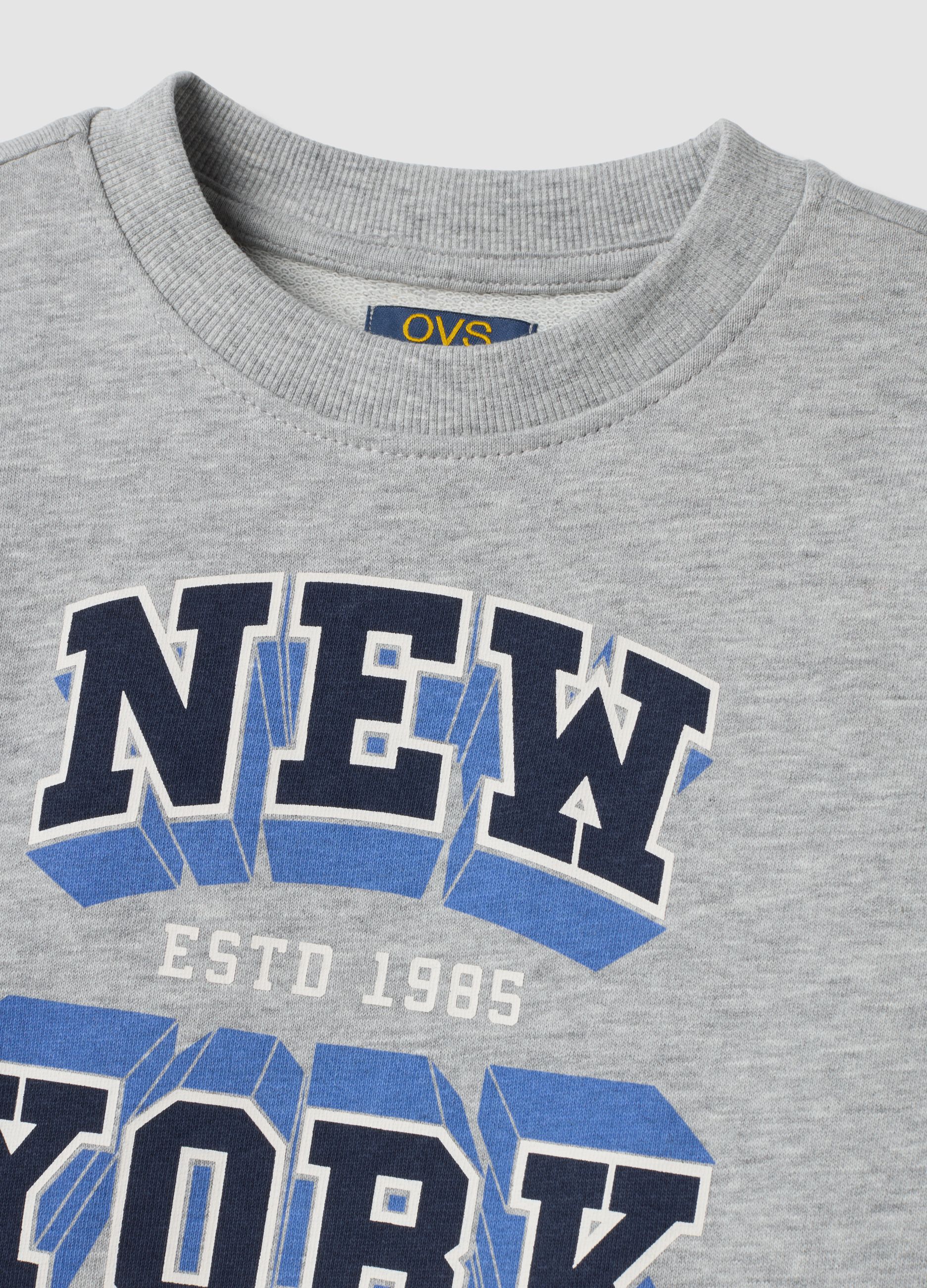 Grey crew-neck sweatshirt in cotton and viscose blend