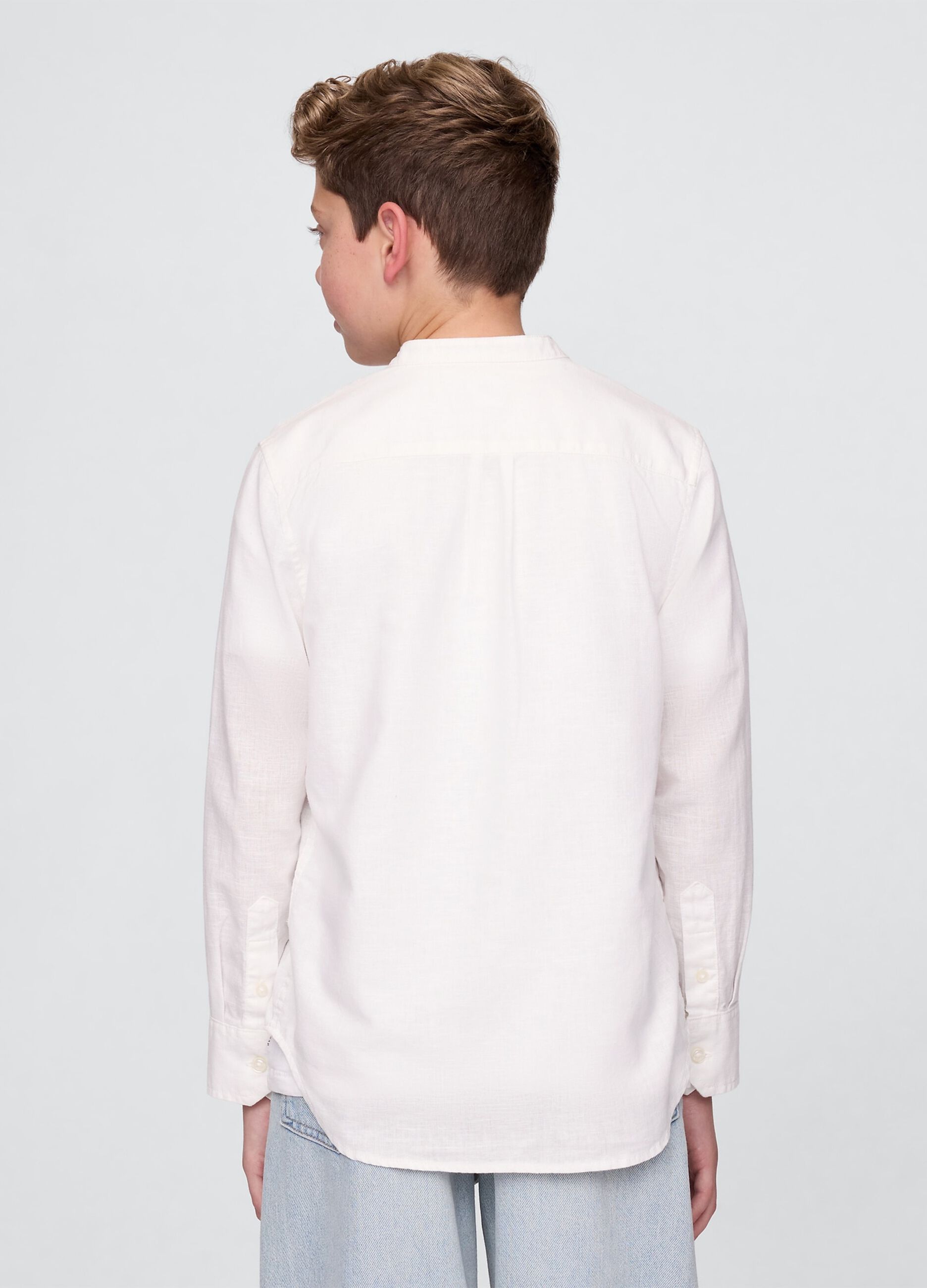 GAP Kids Long Sleeve White Linen and Cotton Shirt