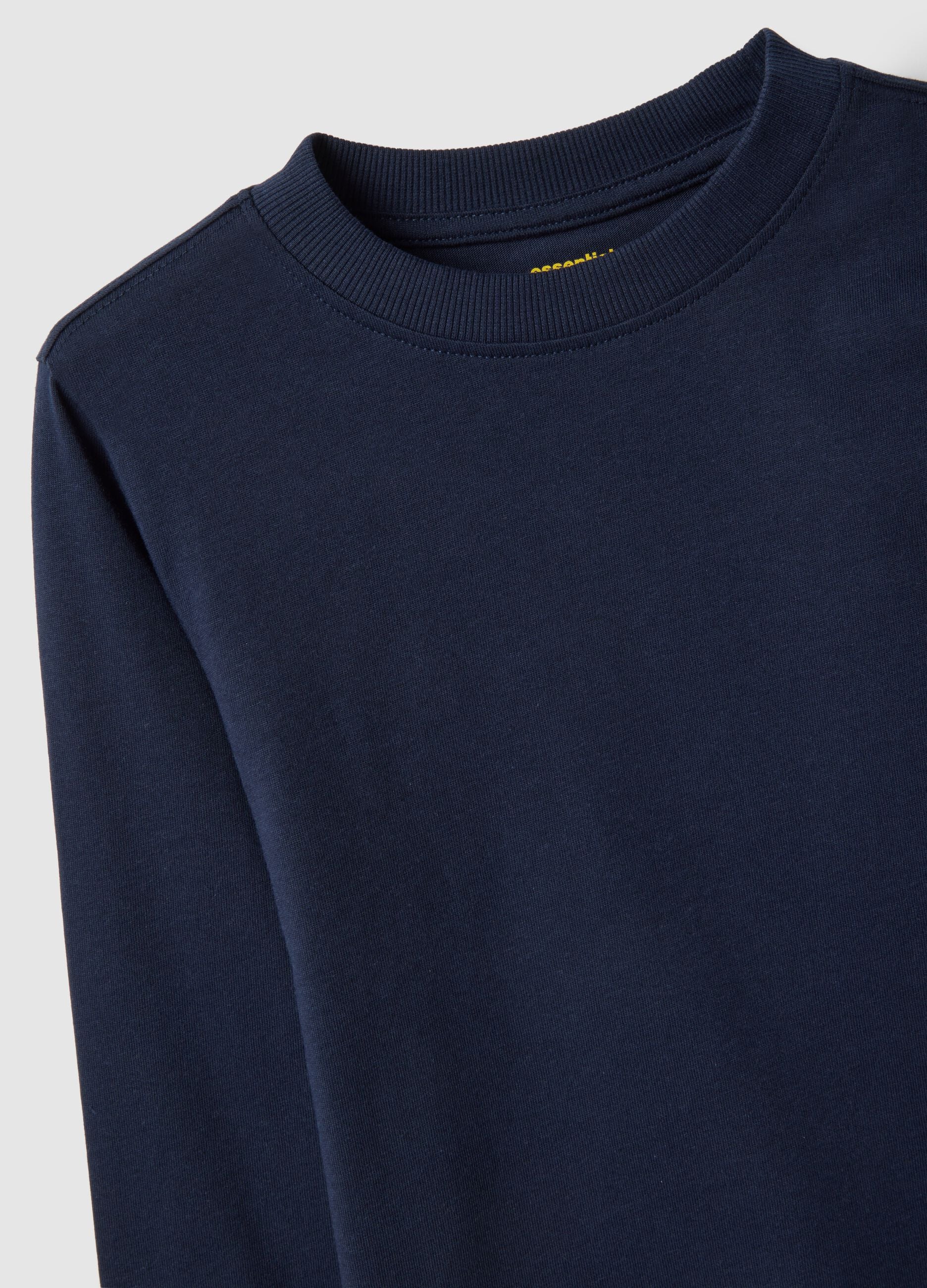 Children's long-sleeve blue cotton shirt regular fit