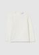 White stretch cotton embroidered girls' top, regular fit_0