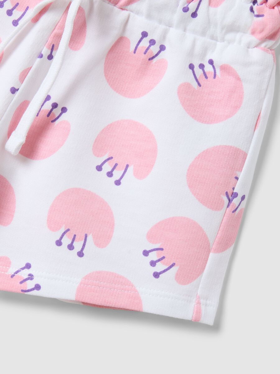 Short in puro cotone bianco da bimba regular fit con stampe_3
