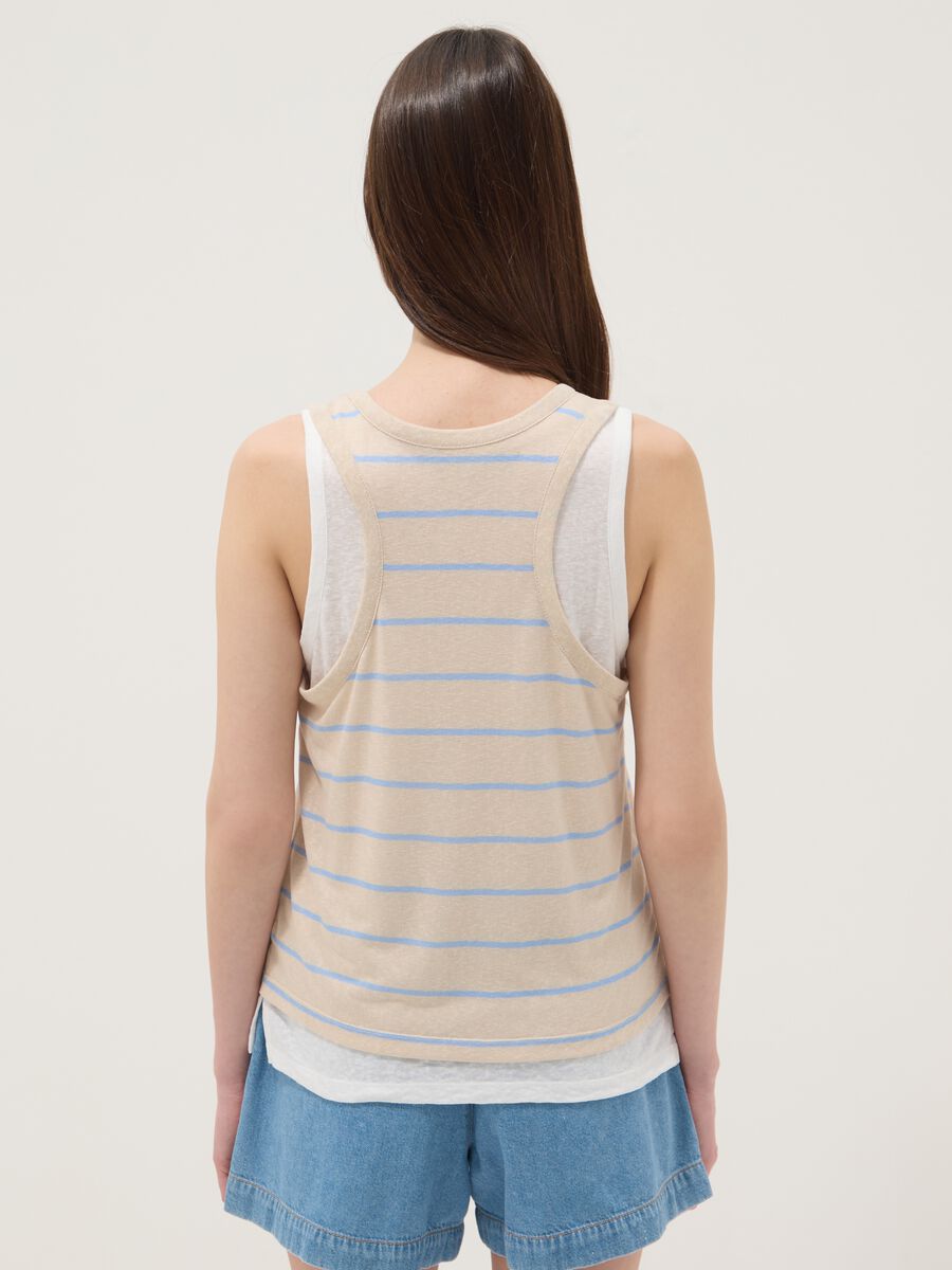 Beige striped viscose-blend tank top, regular fit_3
