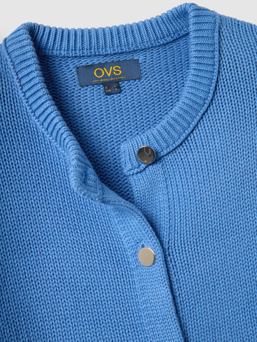 Regular fit blue cardigan in pure cotton with buttons_5