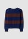 Blue striped viscose-blend polo-collar top, regular fit_2