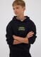 Black oversized pure cotton gaming hoodie for boys_0