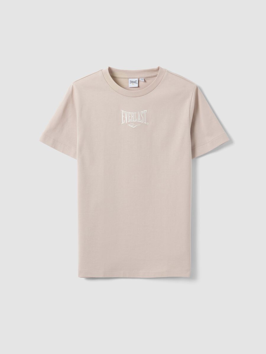 Beige pure cotton regular-fit printed T-shirt for girls_3